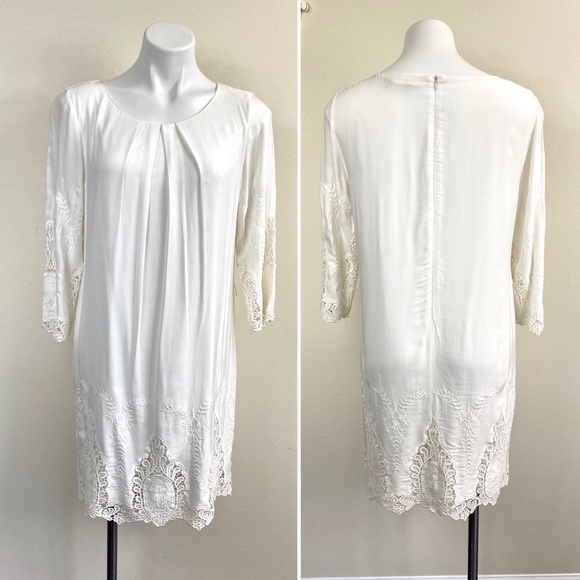 embroidered lace shift dress